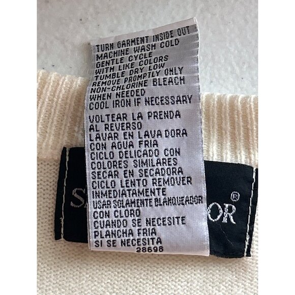 Sag Harbor Womens Cream Cardigan Medium 100% Acrylic Long Sleeve Button Front - Picture 5 of 7